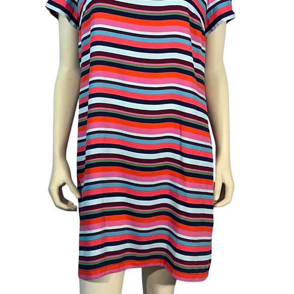 3-FOR-$30 Cynthia Rowley Sz 12 Shift Dress Colorful Striped Silky Exposed Zipper - Picture 5 of 10